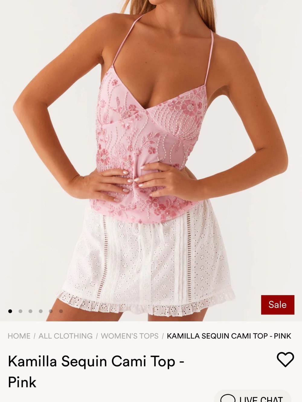 Peppermayo Kamilla Sequin Cami Top - Pink